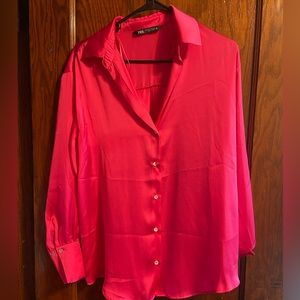 Pink Zara Botton Blouse